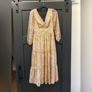 Sincerely Jules Floral Long Sleeve Dress in Yellow